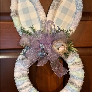 Floral Bunny Wreath with Pastel Accents